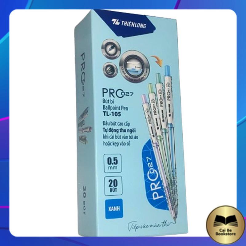 Có VAT Combo 20 xanh+5 đỏ Bút bi Thiên Long TL-105 Pro 027 thân màu pastel - Nhà Sách Cái Bè CH2