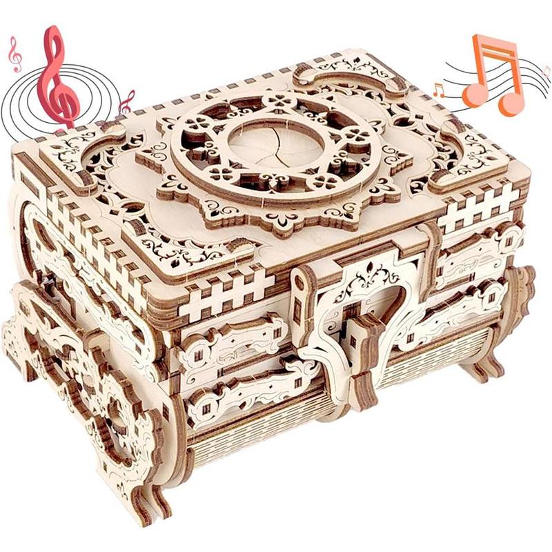 3D Wooden Puzzle Antique Box, DIY Jewelry Gift Box, Birthday Gifts For Adults And Teens 1