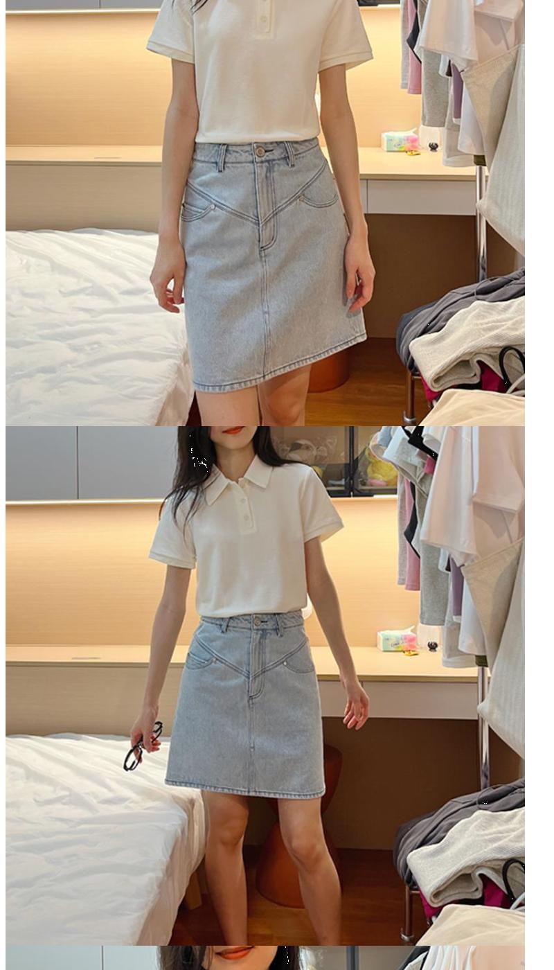 Product Introduction of White Short Sleeved T-Shirt For Women In Summer 2025, New Loose Polo Collar Small Shirt, Slimming And Versatile Shoulder Top, Autumn 5