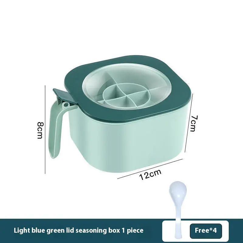 Kitchen Seasoning Box Four-Compartment with Lid Multi-Functional Household Kitchen Seasoning Box for Sugar, MSG, Salt, and Sugar Storage Utensils 6
