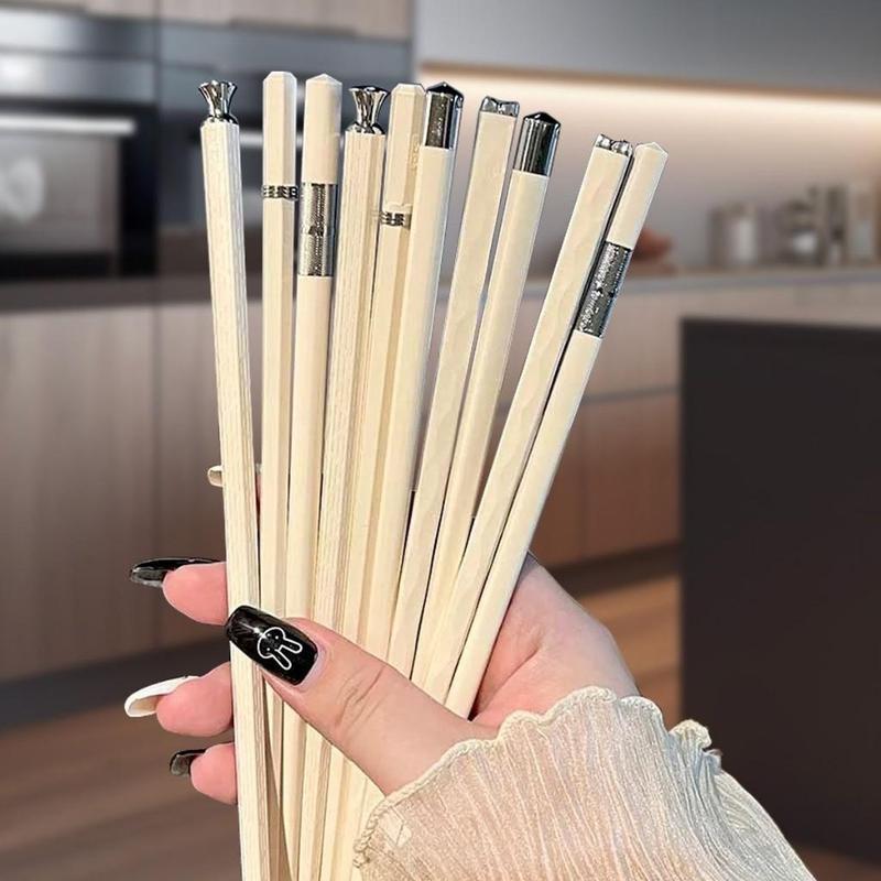 Set 5 đôi đũa ăn cơm cao cấp đũa sợi thuỷ tinh kháng khuẩn chống mốc chịu nhiệt cao mạ bác sang trọng HH-144 du so a it huy chiu nhi et nhật