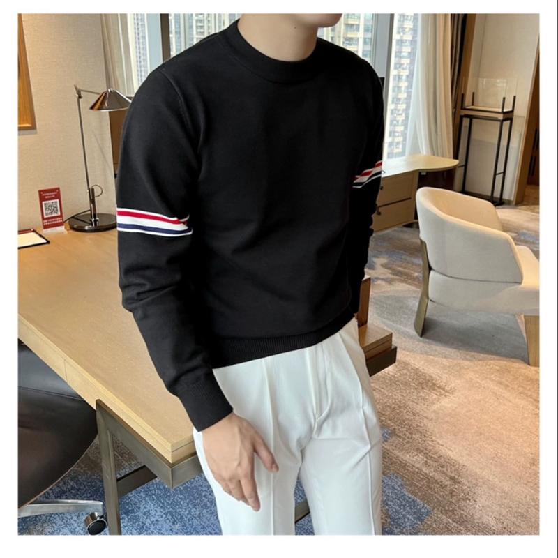 AL26 - Áo Len Nam Trơn Cổ Tròn Kẻ Sọc Tay (S/2XL)