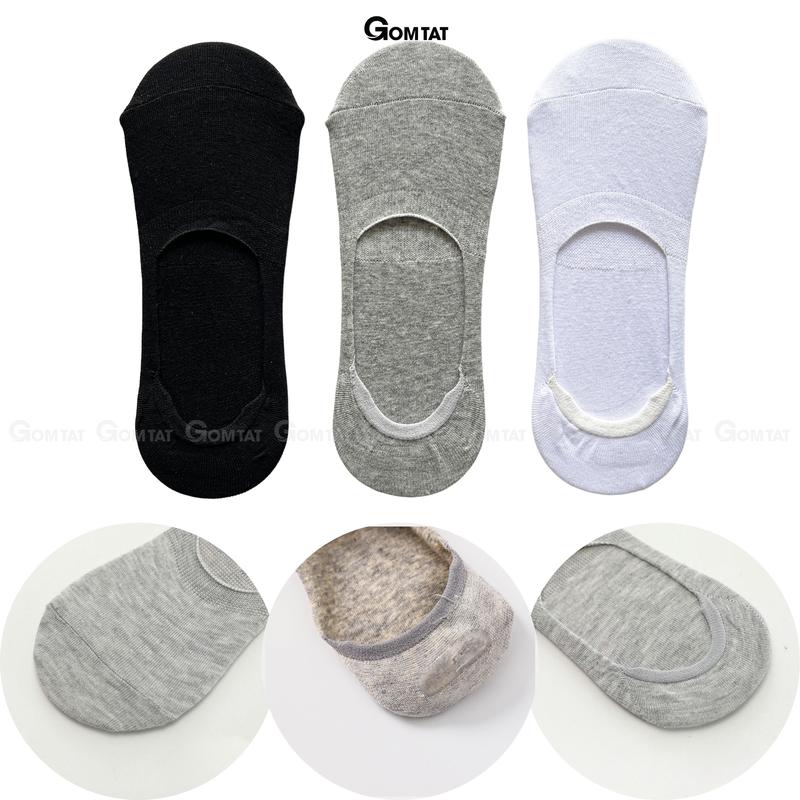 Combo 10 đôi tất nam nữ mang giày lười GOMTAT,  vớ nam nữ đi giày lười vải cotton thoáng mát, có đệm cao su chống trượt gót, tất đi giày lười, combo vớ nam nữ Menswear - TAT-LUOI-02-CB10