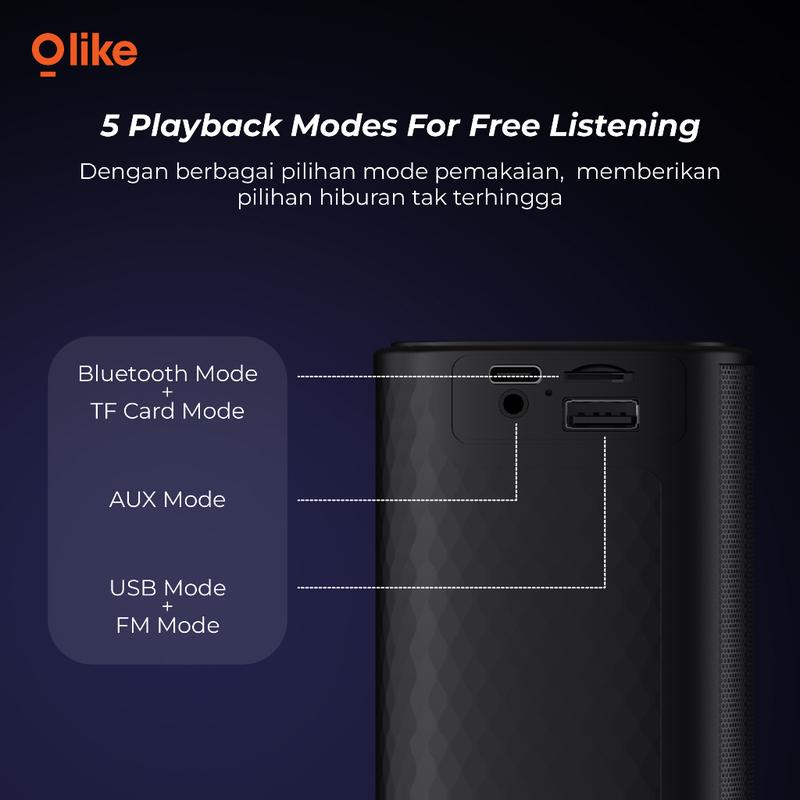OLIKE SV1 COMBO SPEAKER RGB LIGHT BLUETOOTH PORTABLE STEREO TWS WIRELESS SLOT MEMORY MIC Lighting Telepon Bass karaoke 5