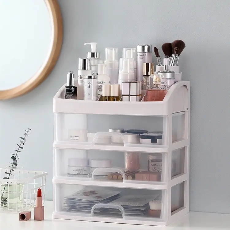BAS-(3 SUSUN) Rak Kosmetik Laci Kosmetik Plastik 3 Susun - Rak Makeup Organizer