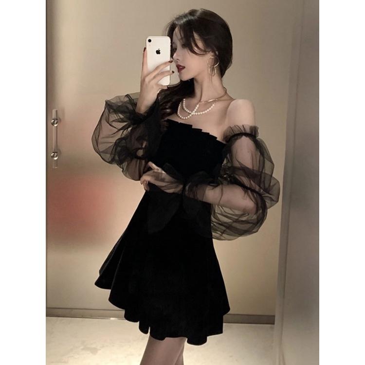 7801 đầm đen công chúa bigsize sang chảnh  trễ vai  đi tiệc hela ren body ngắn đầm cúp ngực hack dáng xinh nhẹ nhàng 3