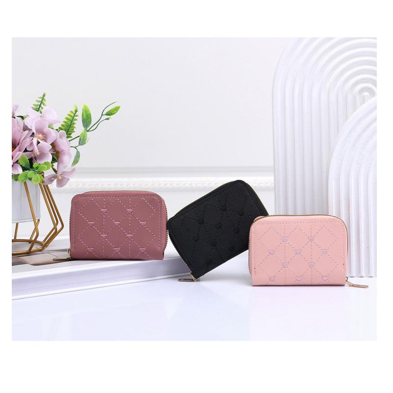  SANTOT ví nữ mini cầm tay bỏ túi đựng thẻ giấy tờ tiền thời trang xinh rẻ chất da PU xịn chất lượng cao VN06n Wallet Hình Chữ Nhật Nhung 