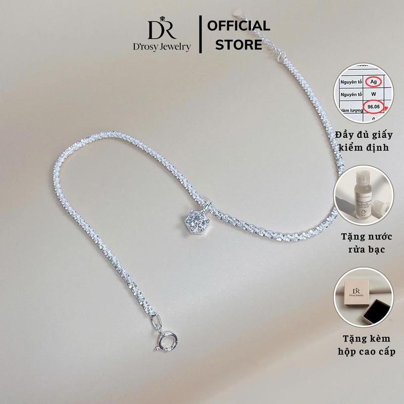 TẶNG NƯỚC RỬA BẠC Lắc chân bạc nữ 925 D’ROSY dây xù đính đá 1 viên lấp lánh D’ROSY JEWELRY LC06