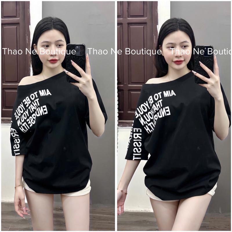 Product Introduction of ÁO THUN UNISEX NỮ TAY NGẮN TRỄ VAI IN CHỮ FORM RỘNG COTTON 12