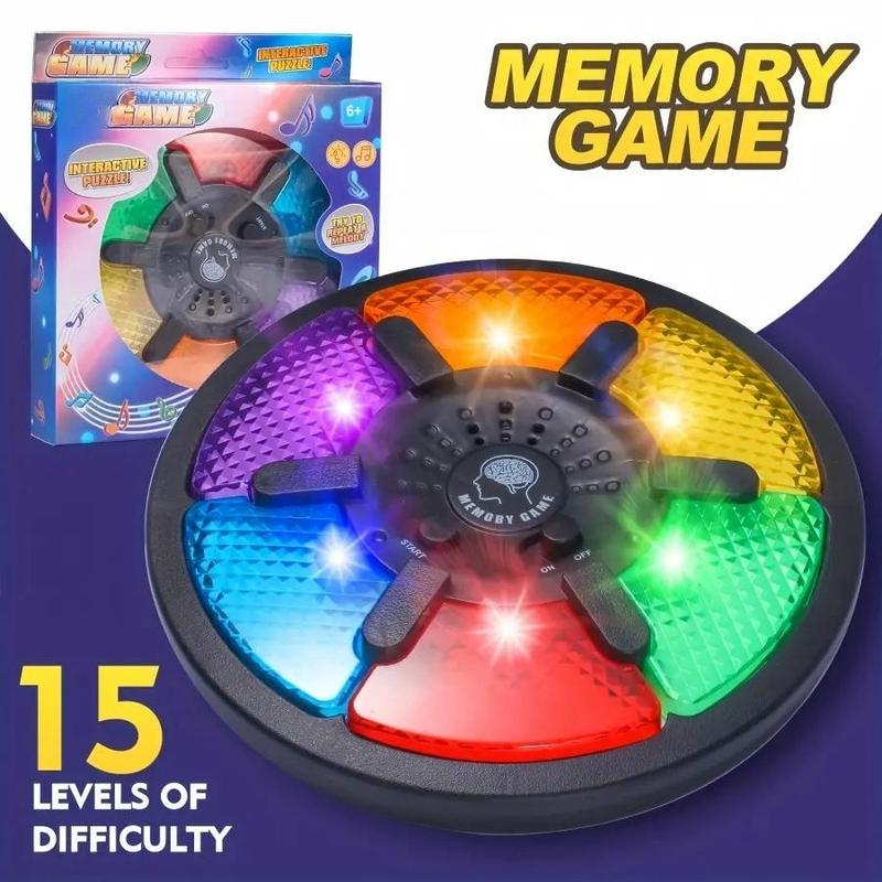 Colorful Memory Game Toy, 1 Box Fun Memory Training Toy, Game Board with LED Lights and Sound Effects, 15 Levels of Difficulties, Thinking Training Game Machine, Fidget Toys, Gift for Her, Men's Gift 2
