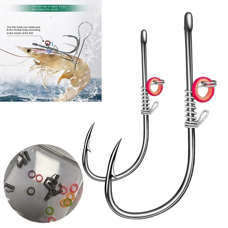 GLOWENT 10 cái 2024 Pickerel Móc mồi tôm sống Giun không cỏ Lập Dị Thép cacbon…