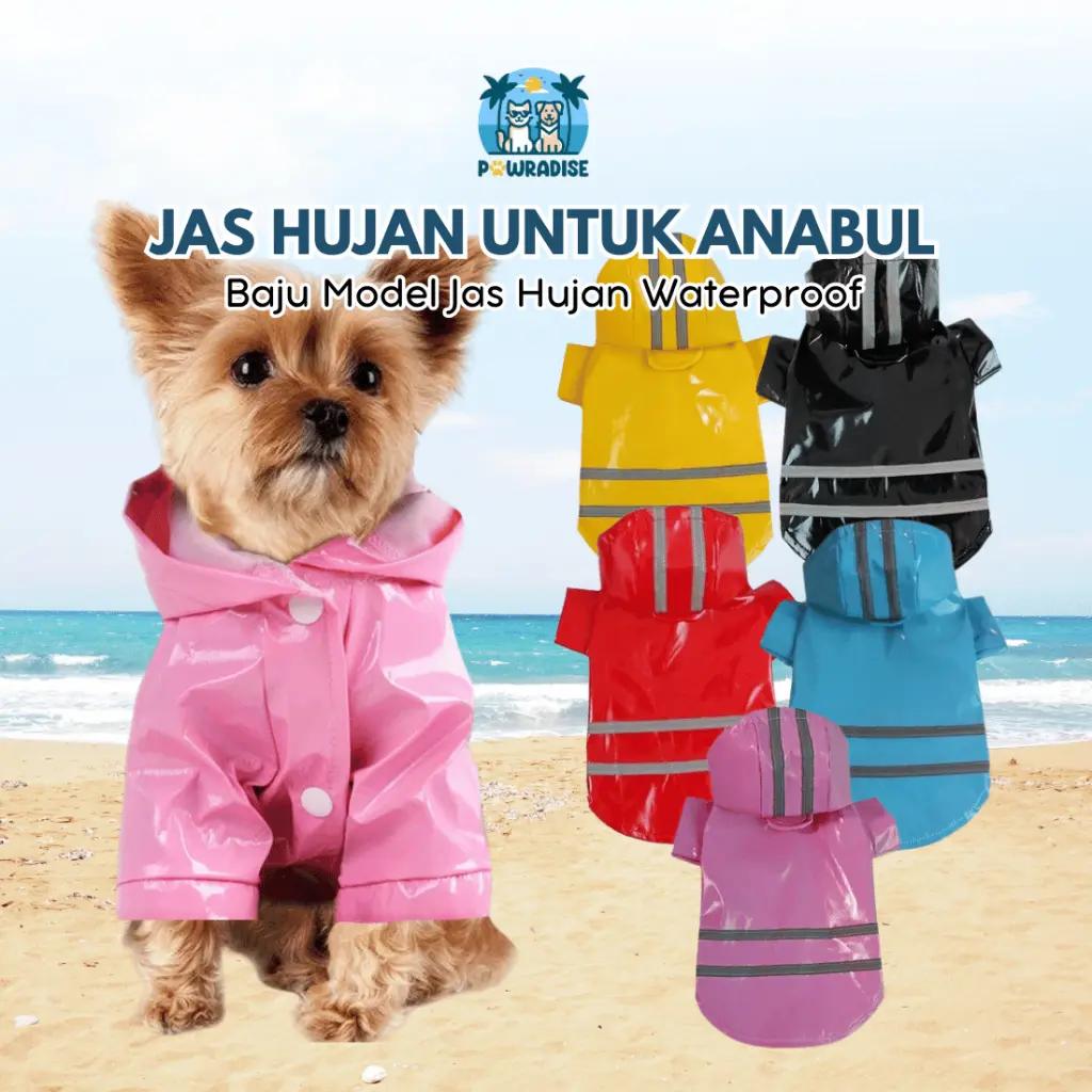 Baju Jas Hujan Anjing Kucing Dog Cat Raincoat Waterproof Anti Air - Raincoat For Dog Cat