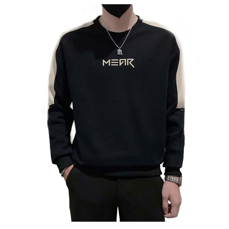 Áo thun tay dài form rộng vải nỉ da cá cao cấp Menswear Top Cổ Tròn Hoodie Dài Tay áo nỉ