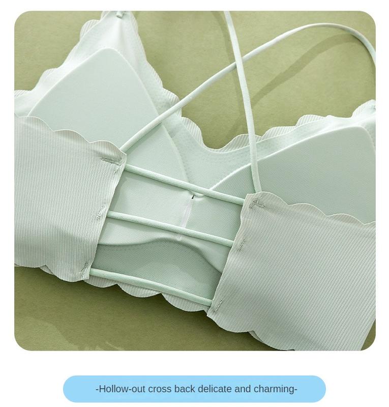 Product Introduction of Girls Korean version of sports back underwear, non-scar steel ring, bra-binding comfort chest small vest anti-sagging 19