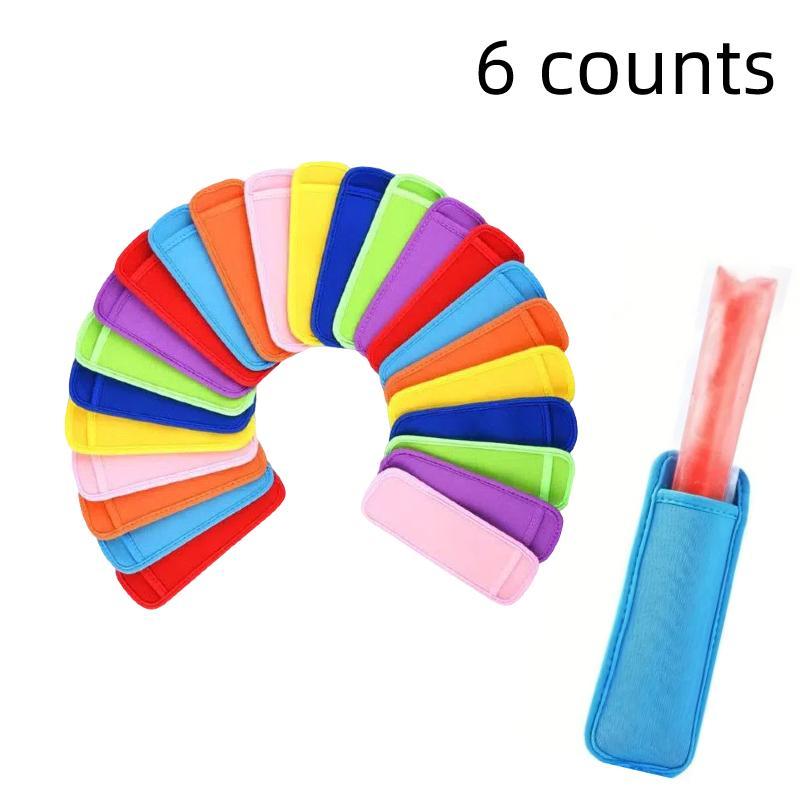 Random Color Reusable Popsicle Holder, 6 Counts Reusable Ice Cream Holder Bag, Ice Popsicle Bags, Home Supplies 0