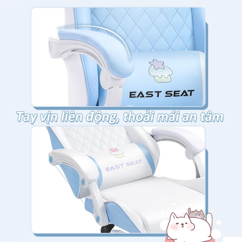 Ghế GameMẫu Mới Nhất, Ghế Livestream Chân Xoay 5 Cánh siêu dễ dàng để lắp ráp.Chân ghế nylon nhẵn phẳng.Thiết kế công thái học,Gối tựa lưng, tựa cổ đầy đủ. 2