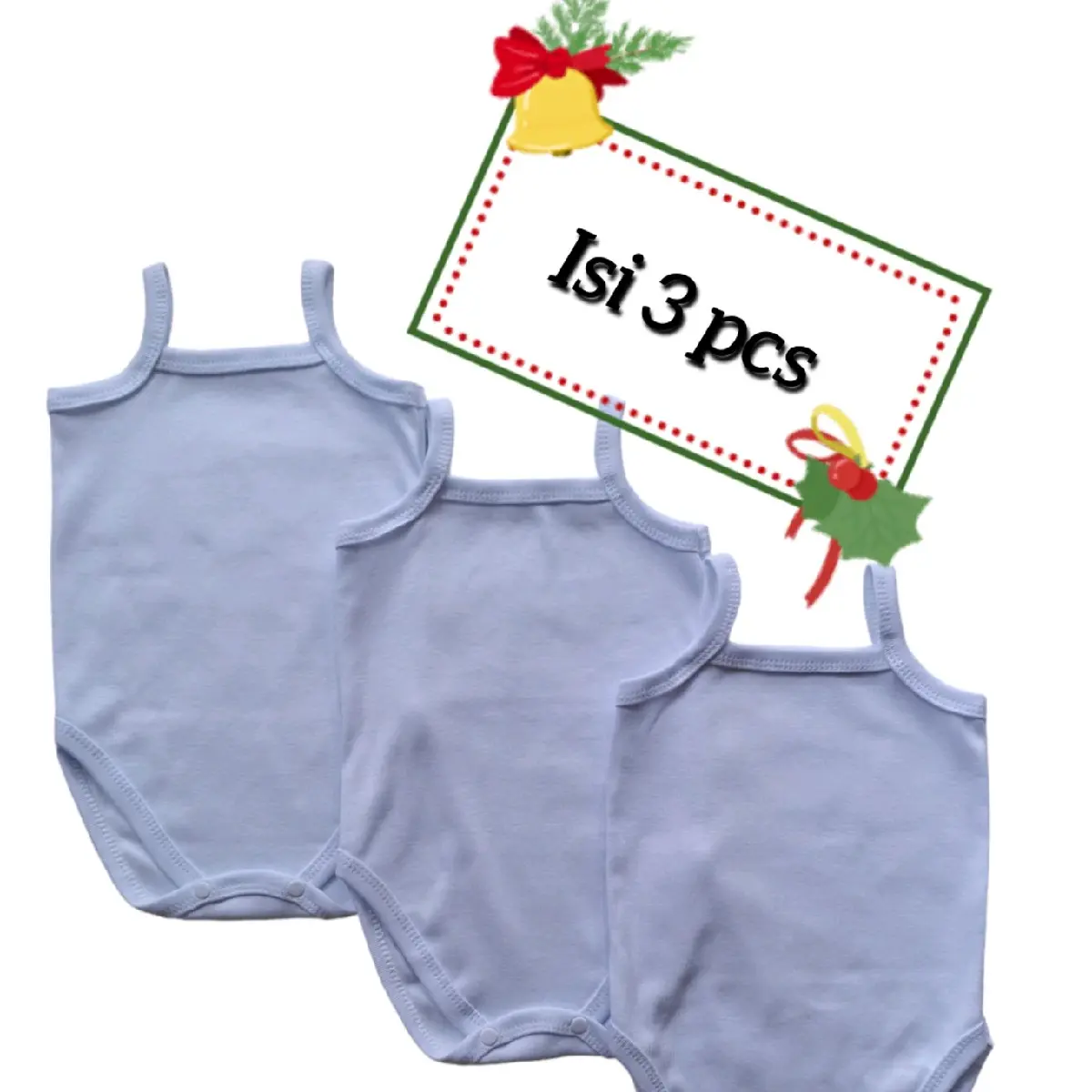 Kaos Dalam /Jumper Singlet Tanktop Bayi Isi 3 Pcs /Jumper Kutung Bayi Bahan Cotton Nyaman Lembut Utk Usia 0-24 Bln Katun Perempuan Putih