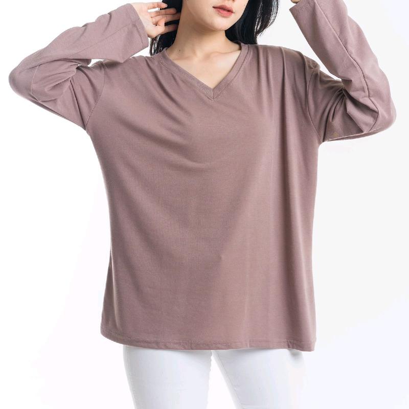 Atasan V-Neck Jumbo Xxl Panjang / Kaos Polos Basic Vneck Panjang / T-Shirt / Atasan Pakaian Wanita Fit Oversize Soft Spandex 3