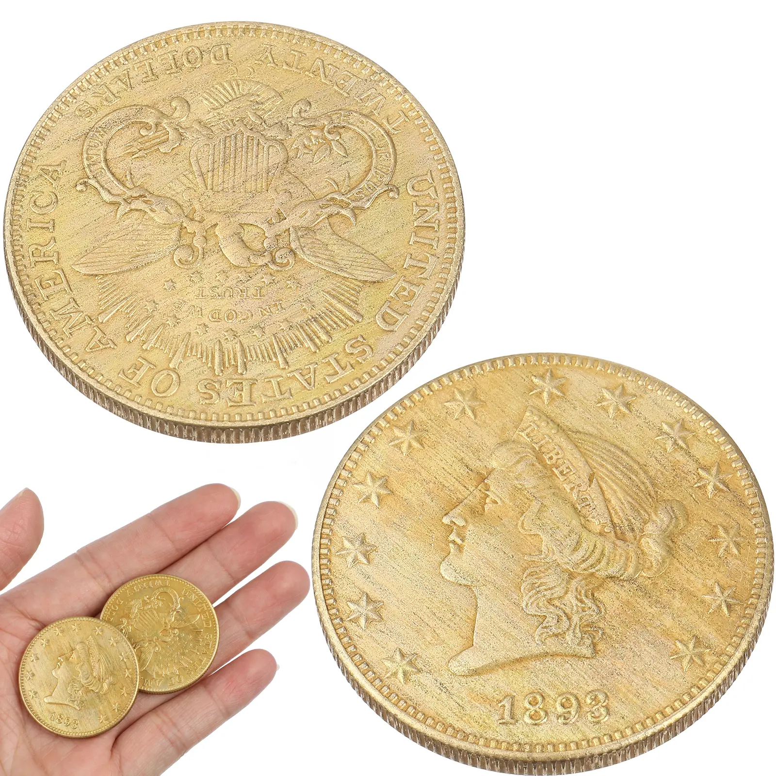 Commemorative Coin Ornament Embossment Souvenir US Indian Head Vintage Decor Gold Copper Decorate 3.40X3.40X0.20CM Golden Pcs