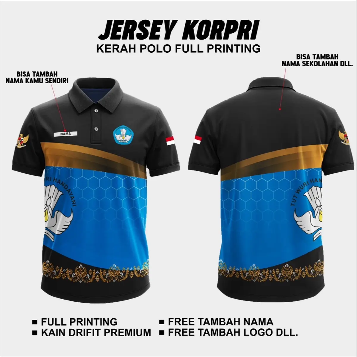 JERSEY PRINTING TUTWURI KORPRI POLO FULL PRINTING