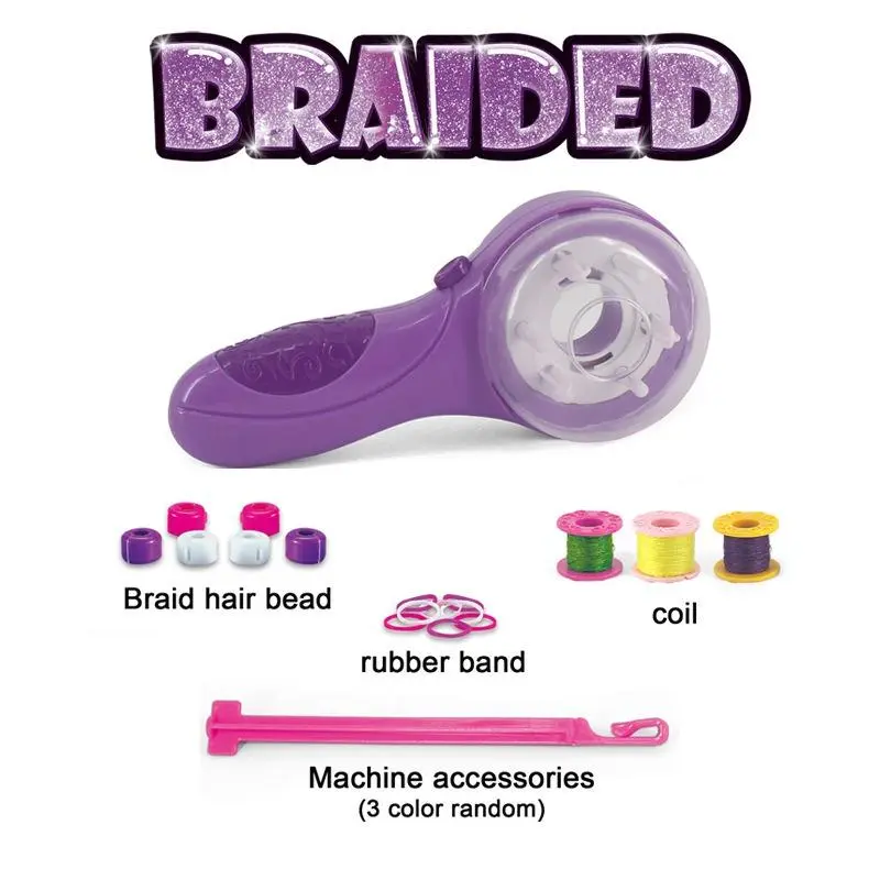 Automatic Hair Braiding Machine, 1 Box Hair Braiding Tool & Random Color Accessories, Hair Styling Tool for Girls, Birthday and Holiday Gift Selection 2