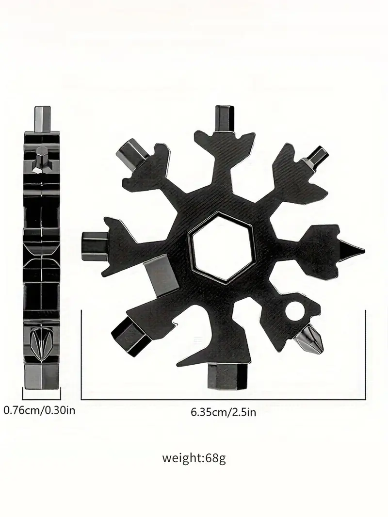Product Introduction of Snowflake Design Multifunctional Tool Keychain, Stainless Steel Multifunctional Wrench Keychain, Portable Keychain Multi Tool 1