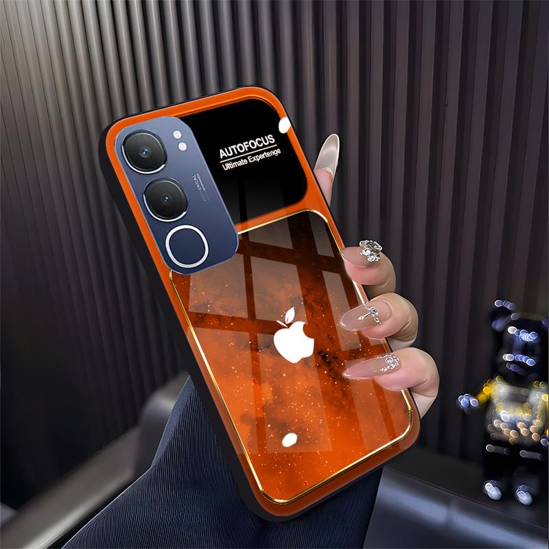 Cocok untuk casing ponsel vivo Y29 Casing ponsel kaca desain terbaru dengan pola huruf langit berbintang.-BLK