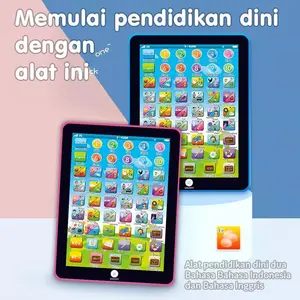 Mainan Tablet Anak MiniPlaypad Edukasi Model iPad dengan Fitur Edukasi 2 Bahasa Inggris & Indonesia Toy keranjang  kuning  sedotan  musik mainan  kertas  buka  tutup