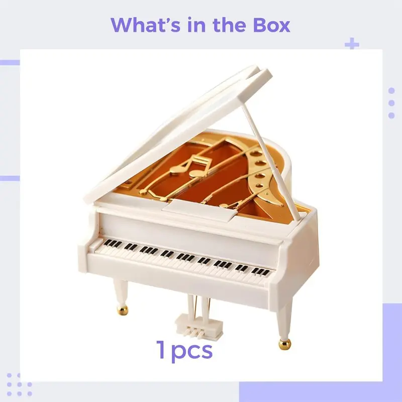 Miniature Grand Piano Music Box, Miniature Piano Music Jewelry Box, Classic Mini Piano Decoration Collectibles, Suitable for Room Desktop Decoration, Ornaments 2