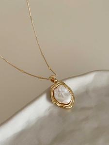 Collar con Colgante de Perla Falsa Estilo Barroco Francés Elegante, Joyería de Fiesta para Mujer de Estilo Vintage para Uso Diario, Accesorio de Moda Versátil