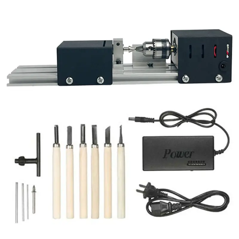 Mesin Bubut Kayu Mini Lathe Beads Jig-Saw Penggiling Alat Driller Kit Woodworking 150W dengan Fitur Pemolesan dan Pembuatan Kerajinan Kayu 8