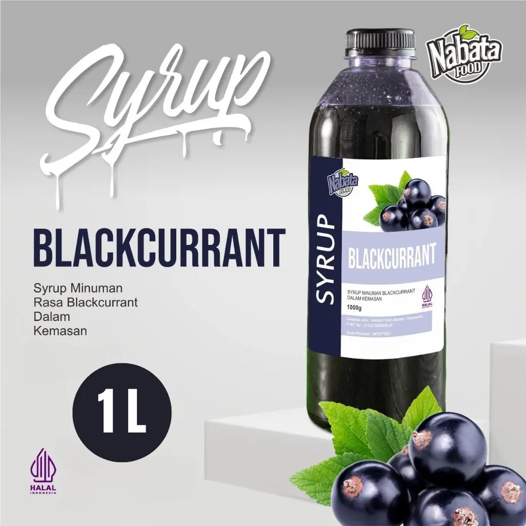Nabata Food Sirup Rasa BlackCurrant Premium 1Liter I Syrup BlackCurrant Botol