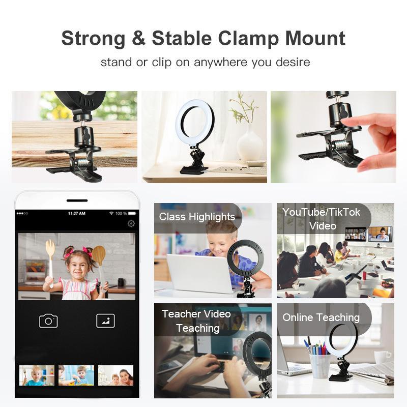 USB Powered Laptop Selfie Ring Light, 1 Set Selfie Fill Light with Tripod Stand, Fill Light for Makeup Video Photography, Live Streaming & Distance Learning 4