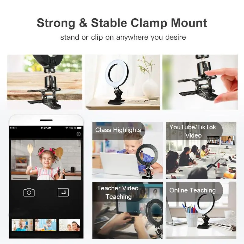 USB Powered Laptop Selfie Ring Light, 1 Set Selfie Fill Light with Tripod Stand, Fill Light for Makeup Video Photography, Live Streaming & Distance Learning 3