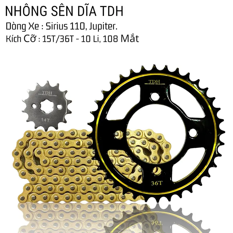 [ Thành DH ] Nhông Sên Dĩa TDH V2 Lắp Cho Sirius 110 - 50 - Wave - Dream [ Sên 10 Li/ 108 Mắc Lắp Cho Gắp Dài ] Phụ Tùng 6