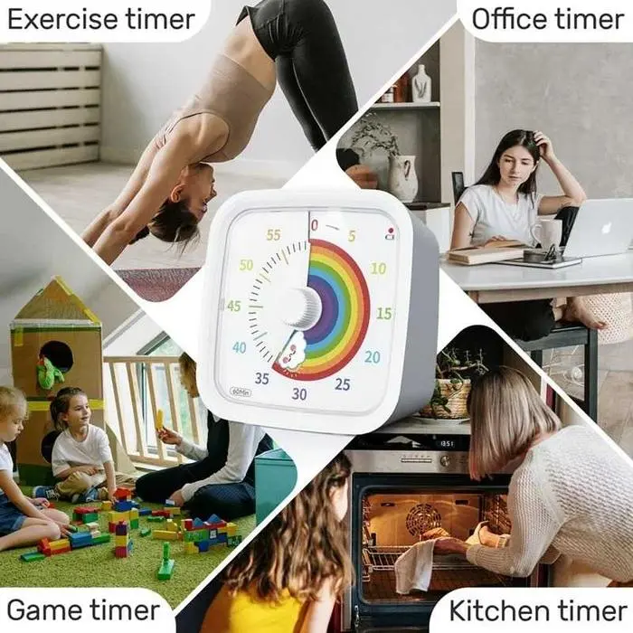 Timer Belajar Visual Yunbaoit VT01 Rainbow Countdown 60 Menit – Alarm Warna Pelangi, Suara Bisa Diatur, Cocok untuk Belajar & Aktivitas Harian