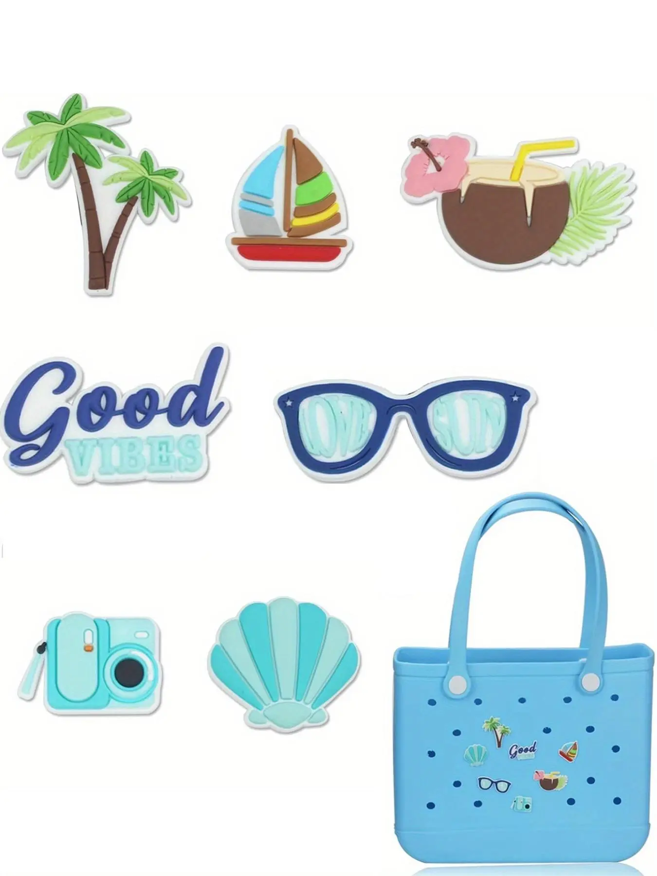 Summer Beach Themed Bag Accessories, Cute Bag Decoration for Women's Handbag, Fashionable Bag Decoration for Beach Vacation