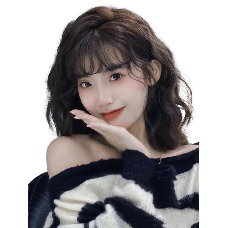 Wig Women's Short Hair 2022 New Fashion Full-Head Wig Hong Kong Style Idle Style Short Curly Hair Small Curls Simulation Hair Cover 5