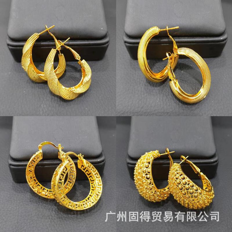 Product Introduction of Renevo Dubai Bridal Ornament 24K Gold Plated Earrings High Profile Retro African Nigeria Women Personalized and Simple Earrings 3