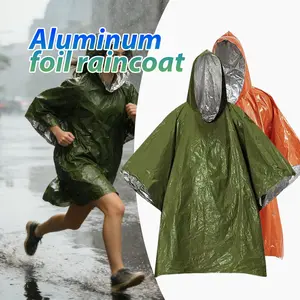 1pc Jas Hujan Reflektif Jas hujan dua sisi Jas hujan dari kertas aluminium Bertahan Hidup Peralatan