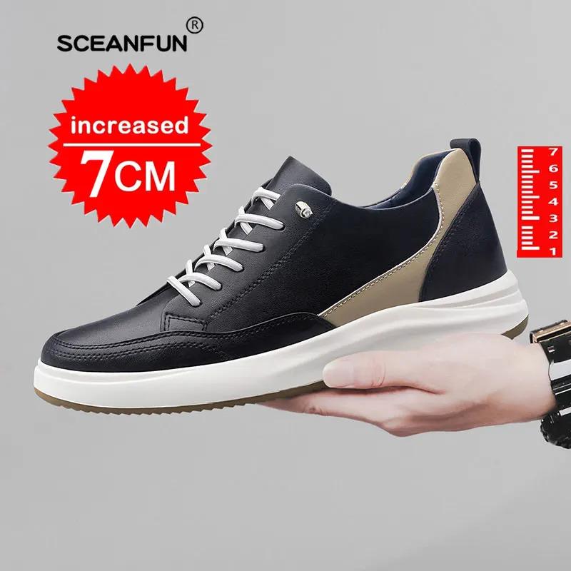 Giày Tăng Chiều Cao Vô Hình, Dành Cho Nam, Da Thật, Giày Thể Thao Đi Bộ Thường Ngày Chiều Cao 7cm, Sapato Nam, Thiết Kế Mùa Thu 2