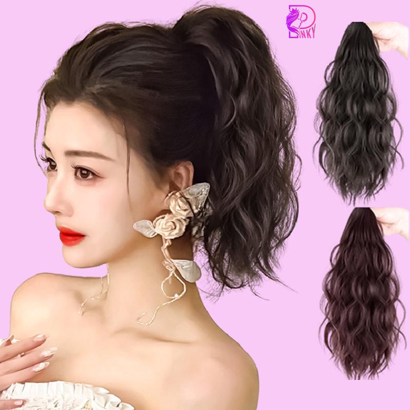 Tóc giả đuôi ngựa xoăn xù mì Pinky, Tóc đuôi ngựa xoăn nhẹ dài 40cm cá tính