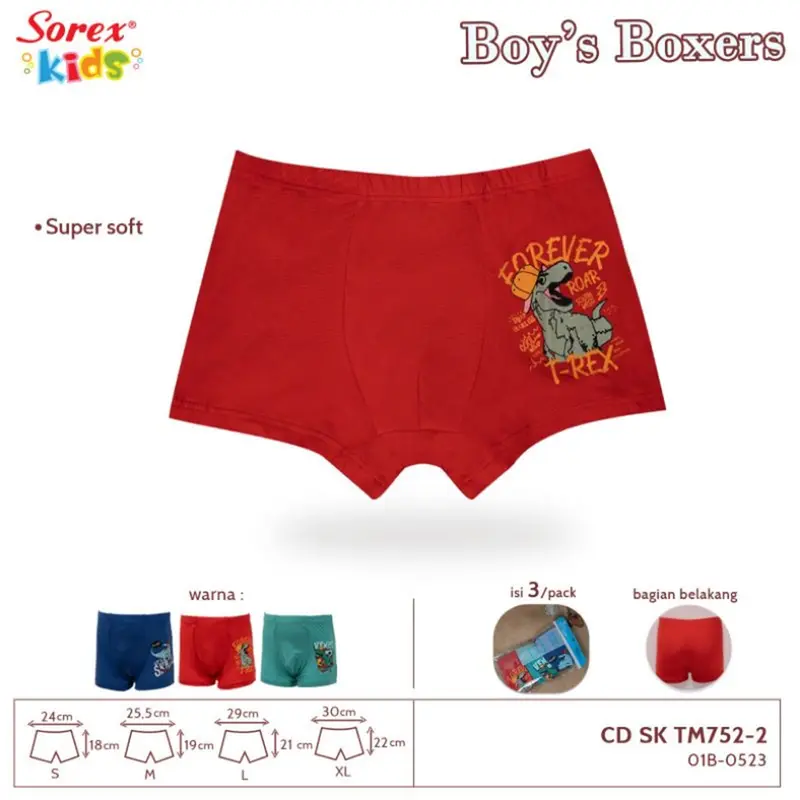 Sorex Kids Boxer Anak Laki Laki | Celana Dalam Anak Cowok Model Segi Empat / CD Anak Laki Laki  Sorex Kids SK TM 703,752 Fashion boxer  laki 12–15 tahun boxer  anak 0