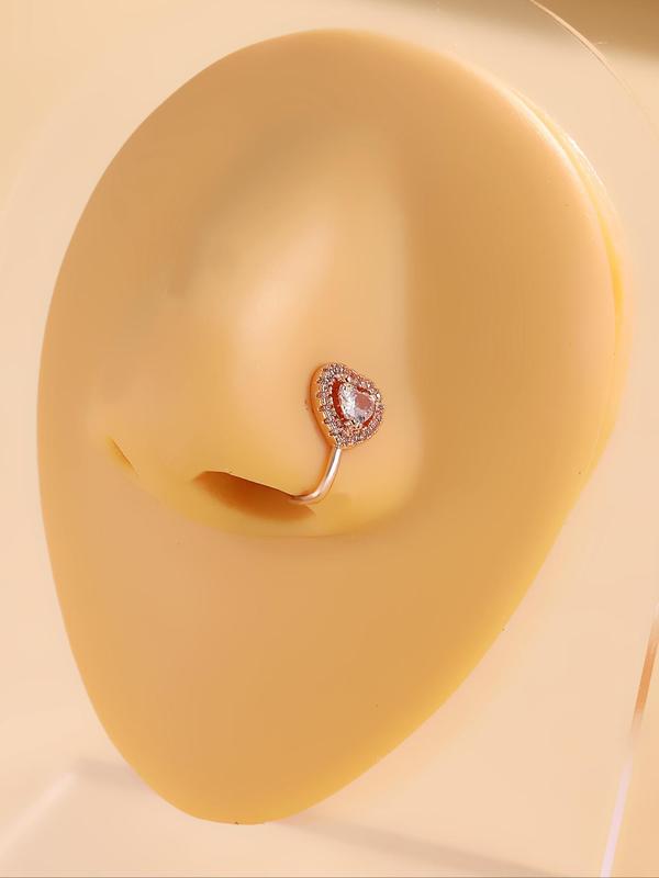 Heart Shaped Artificial Crystal & Rhinestone Decorated Fake Nose Ring, Fashionable Nose Ring for Women & Girls, Body Jewelry for Party, Daily Clothing Decor 6