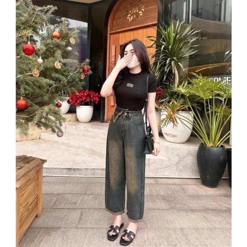 Quần baggy nữ hai bên quần tua rua phong cách phủ dơ không phải quần cũ 0