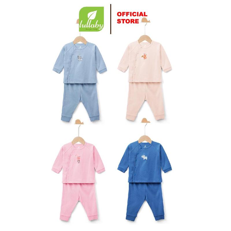 Bộ quần áo dài tay cài lệch sơ sinh cho bé Lullaby NH229V