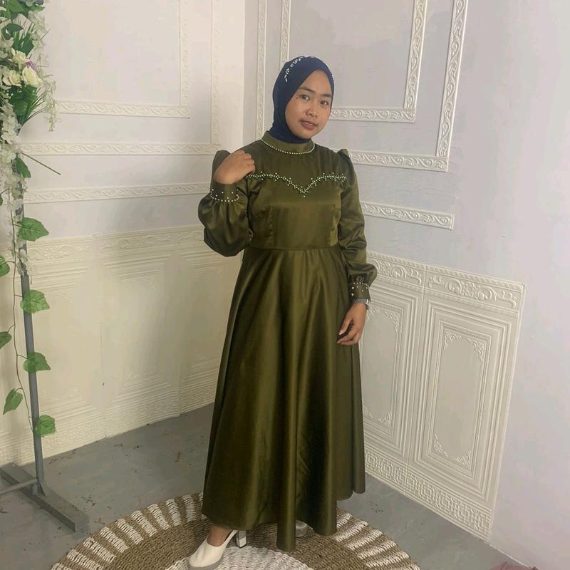 claudy dress satin premium - gaun pesta muslimah gaun kondangan dress wanita muslimah dress kondangan lamaran terlaris Nyaman 6