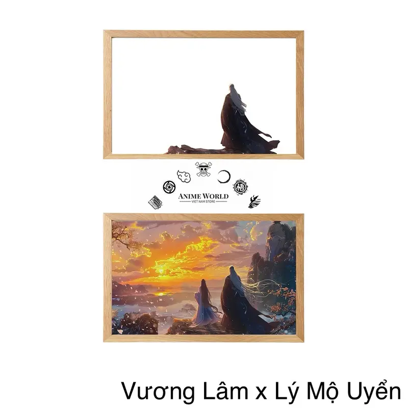 Tranh đèn led Tiên Nghịch - Vương Lâm x Lý Mộ Uyển . Trang trí hình bóng sáng tạo, decor bàn làm việc, đèn ngủ để bàn, treo tường. 0