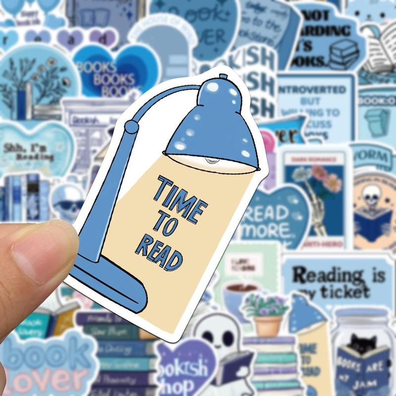 Bookish Sticker, 50pcs/set Creative Book Pattern Sticker, Decorative Sticker for Phone, Notebook, Handbook, DIY Decorative Sticker for Scrapbooking 2