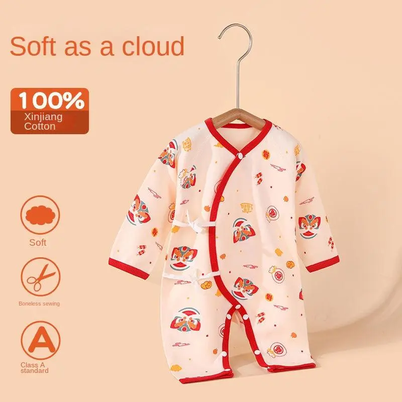 Newborn Clothes Baby Romper Thin Spring and Autumn Pure Cotton Long Sleeve Baby Pajamas